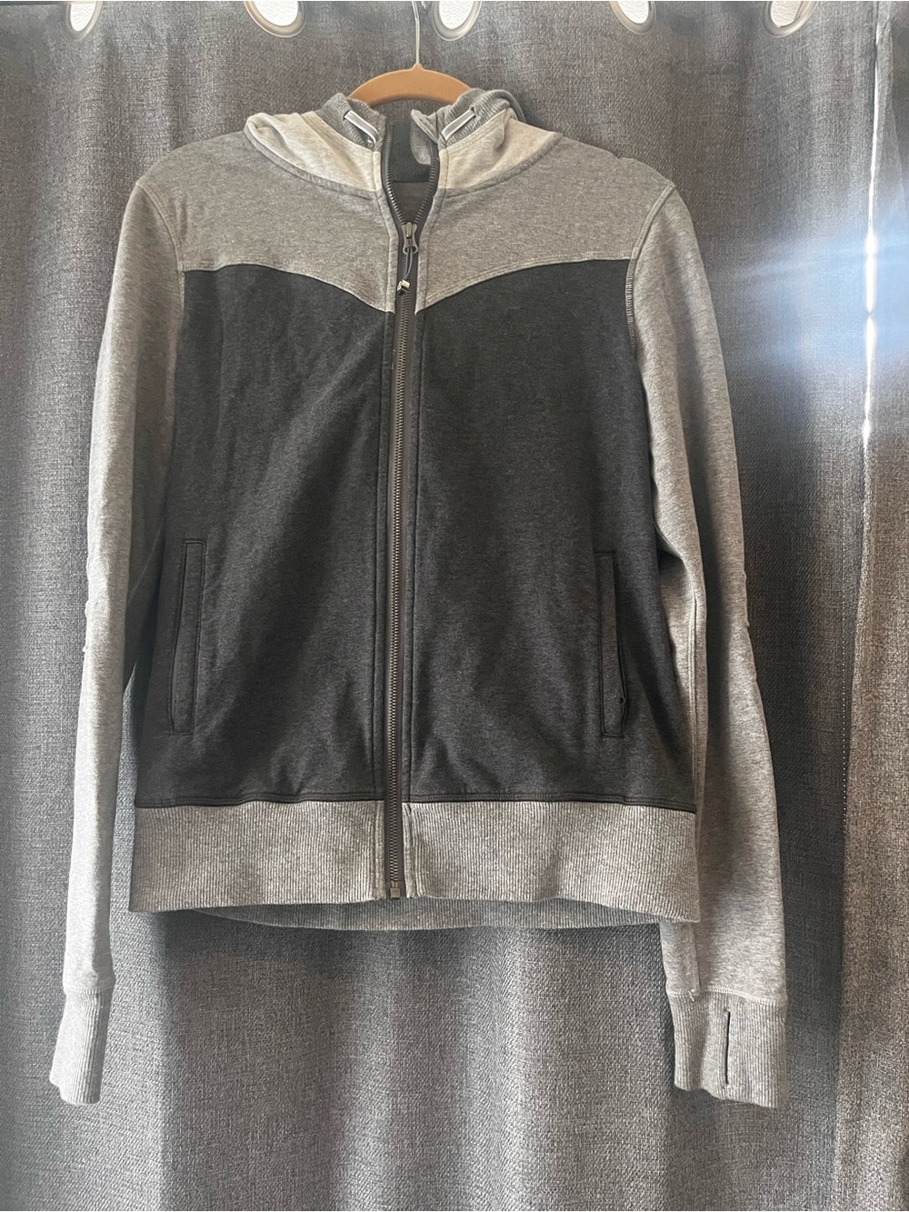 lululemon athletica Two-Tone Black and Gray Full-Zip Hoodie